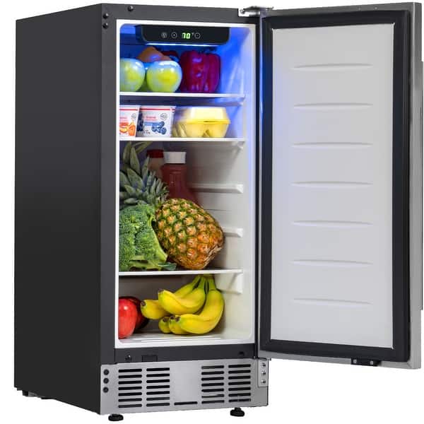 Deco Chef 15" Under Counter Mini Fridge, Stainless Steel Finish Bed